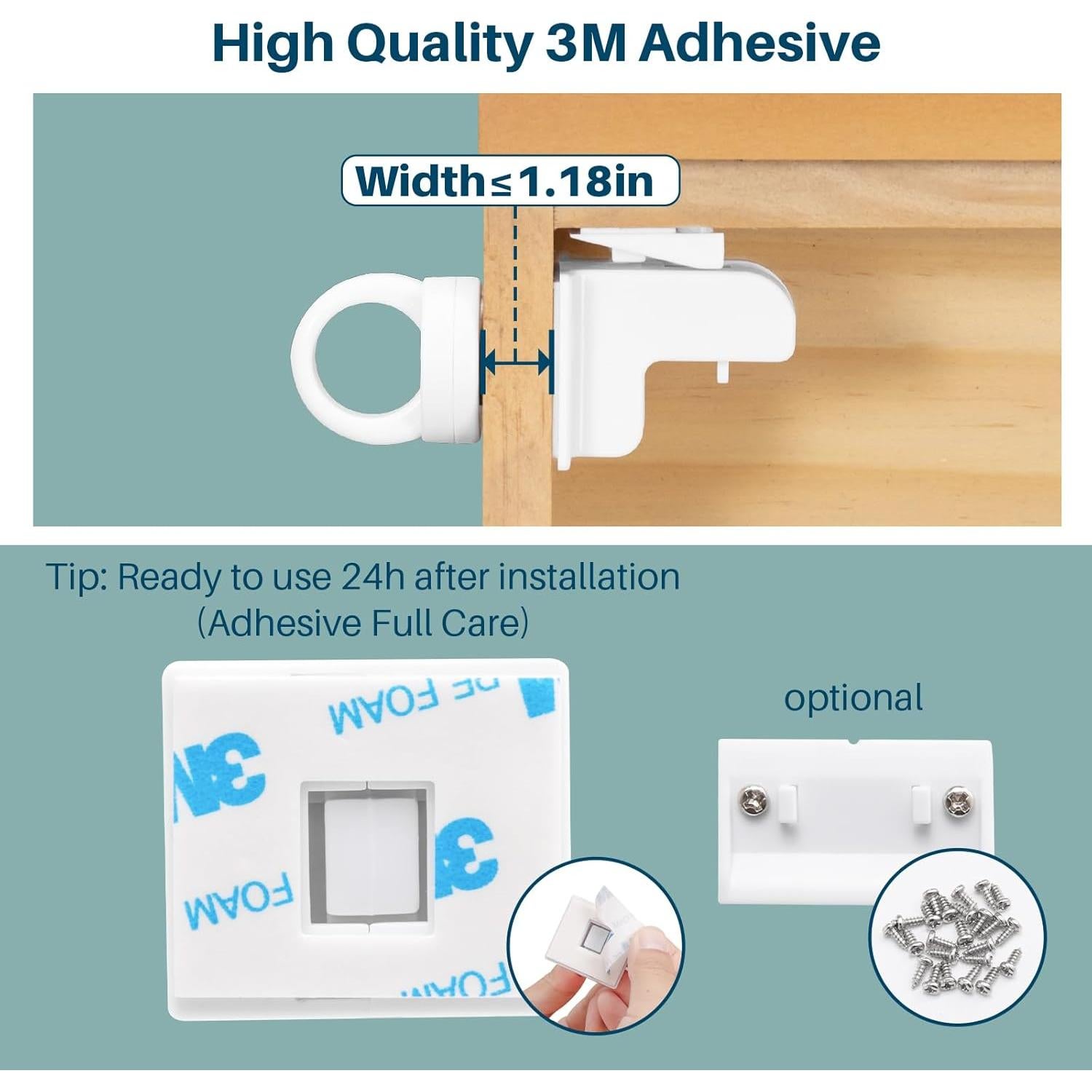 Cerraduras Magnéticas Inaya para Gabinetes - 6 Pzas, Seguridad Infantil