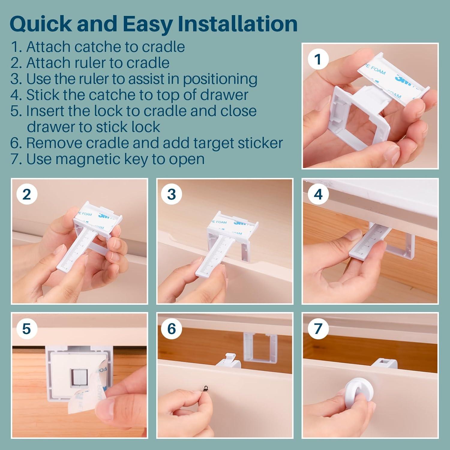 Cerraduras Magnéticas Inaya para Gabinetes - 6 Pzas, Seguridad Infantil