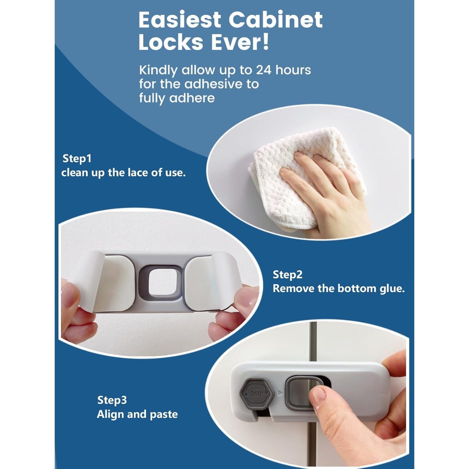 Cerradura de Refrigerador para Niños PENMAMA 4 Juegos Gris