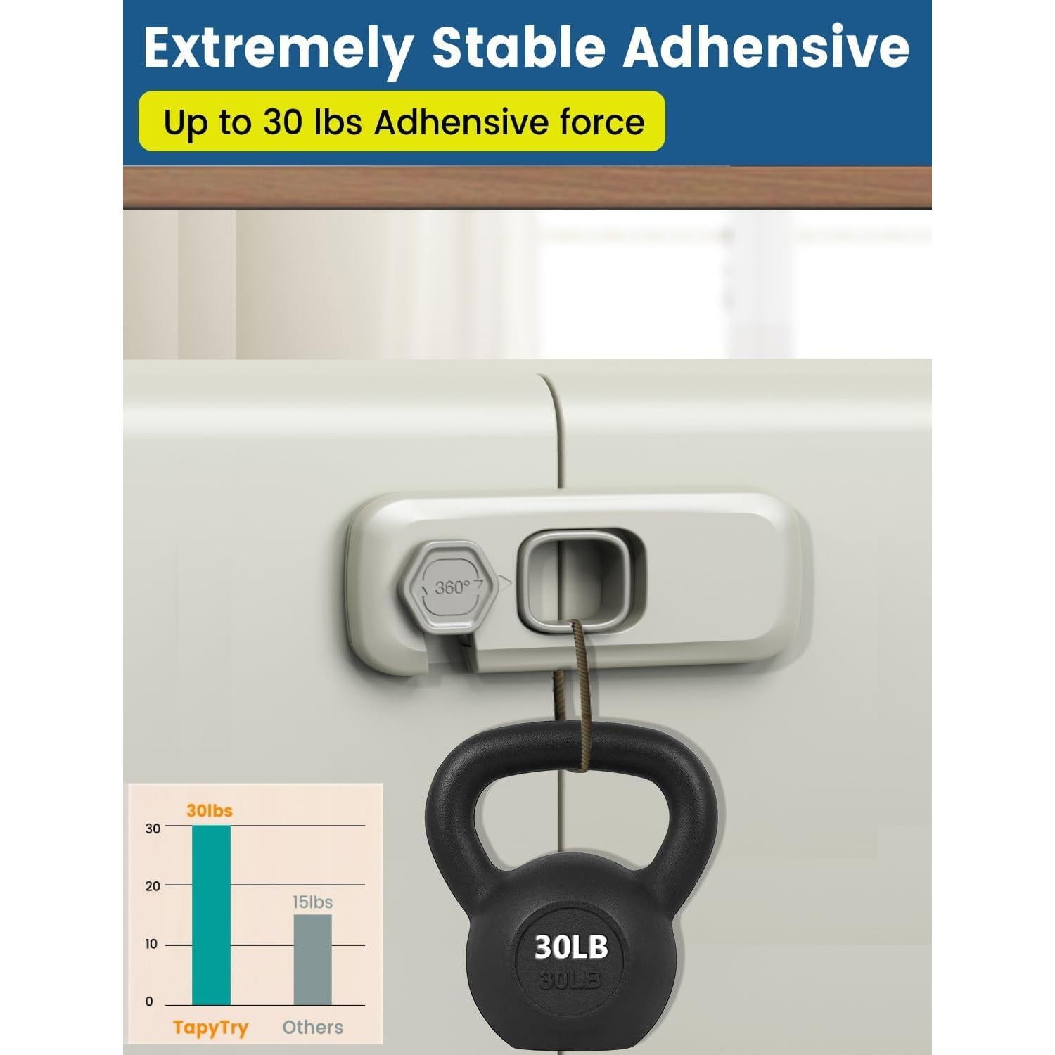 Cerradura de Refrigerador para Niños PENMAMA 4 Juegos Gris