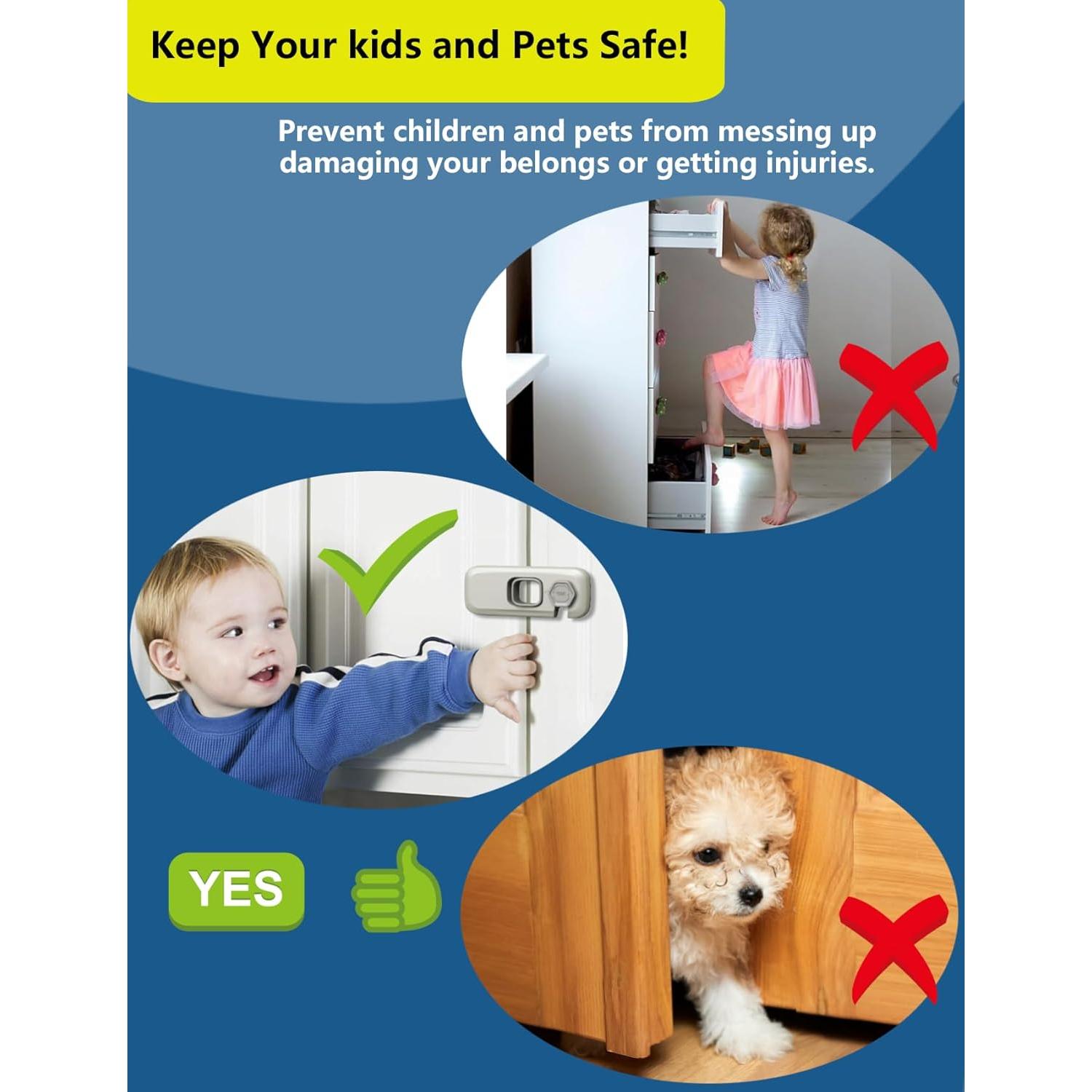 Cerradura de Refrigerador para Niños PENMAMA 4 Juegos Gris