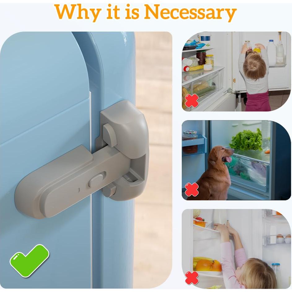 Cerradura de Seguridad para Refrigerador SAFELON Gris - 2 Pcs