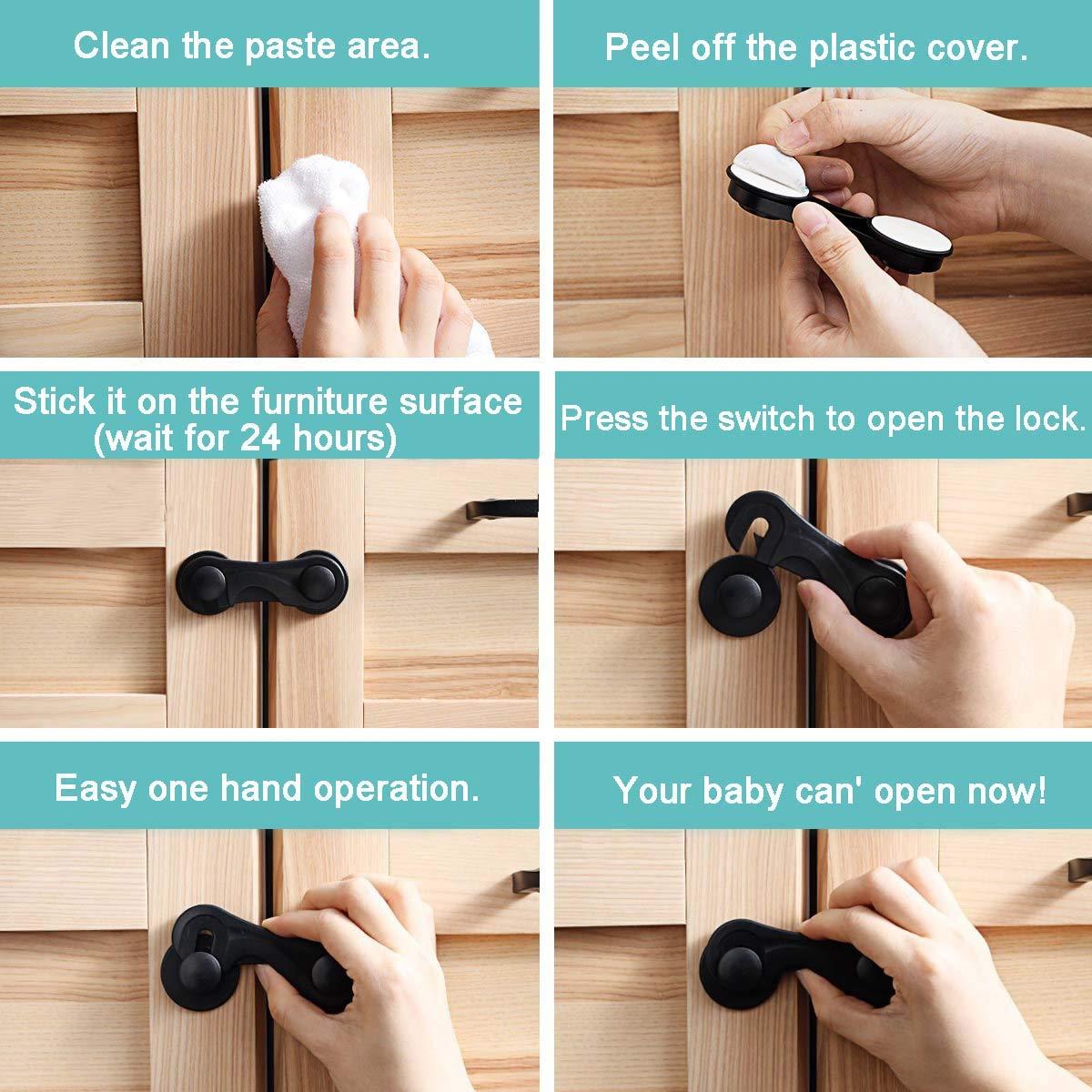 Candados de Seguridad Infantil Multiusos - 10 Piezas Negro