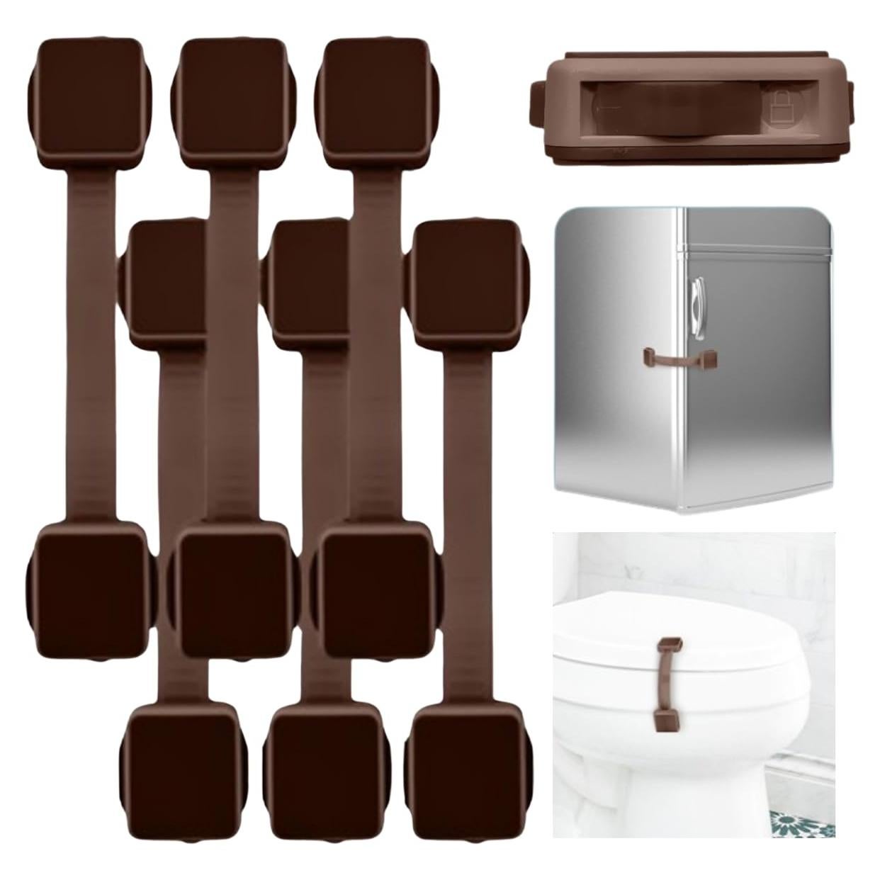 Cerraduras de Seguridad para Gabinetes Bebés 6 Unidades Marrón