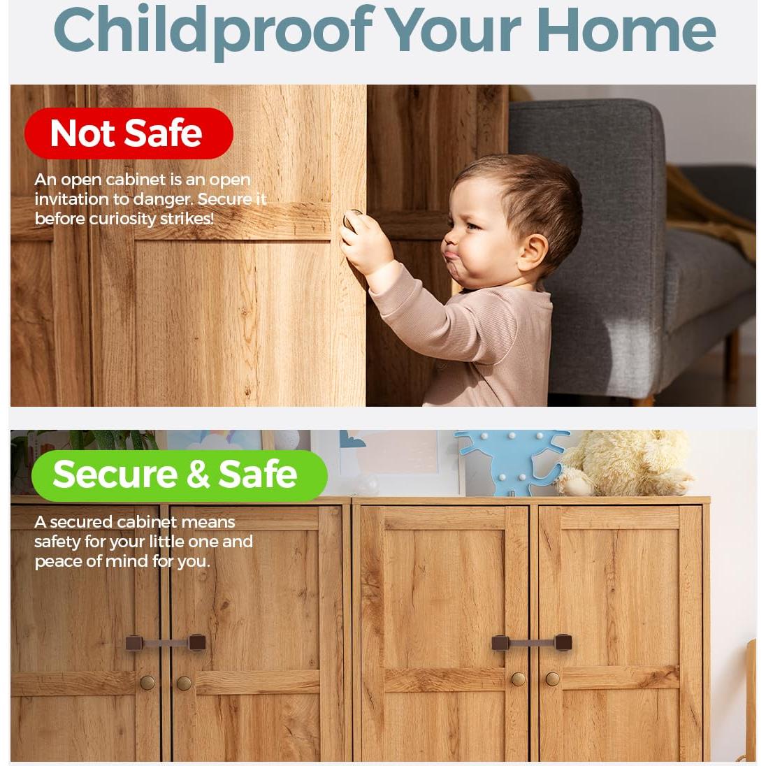 Cerraduras de Seguridad para Gabinetes Bebés 6 Unidades Marrón
