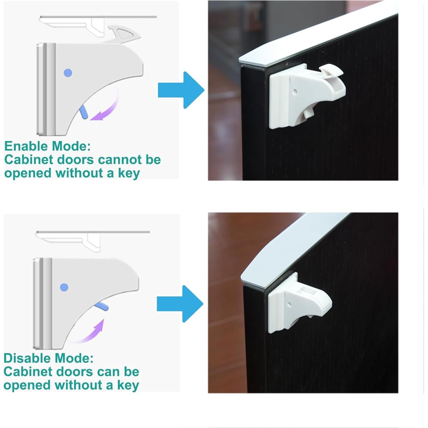 Cerraduras Magnéticas para Gabinetes KongNai - 4 Pzas + Llave