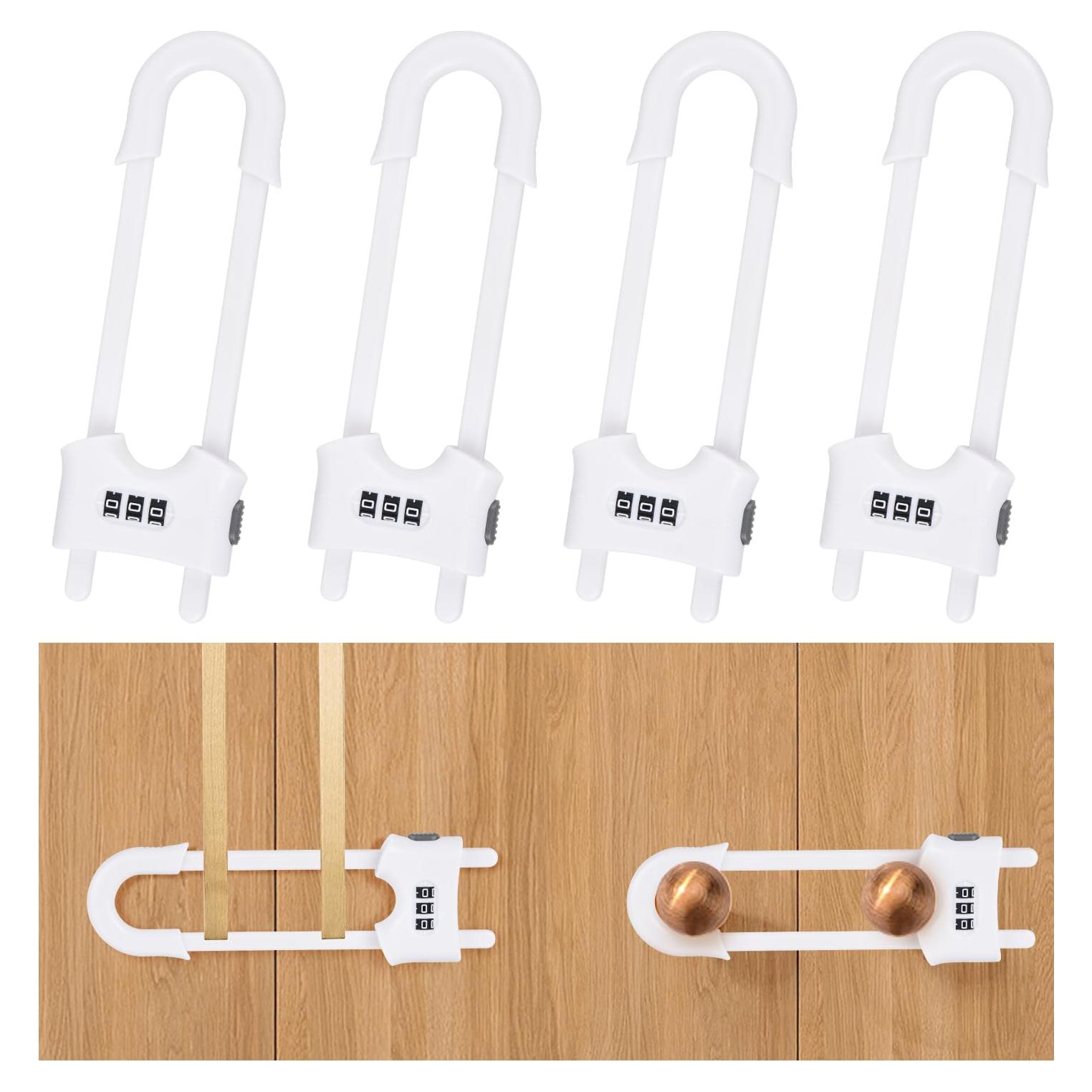 Cerraduras de Gabinete Deslizantes U Blanco - Paquete de 4