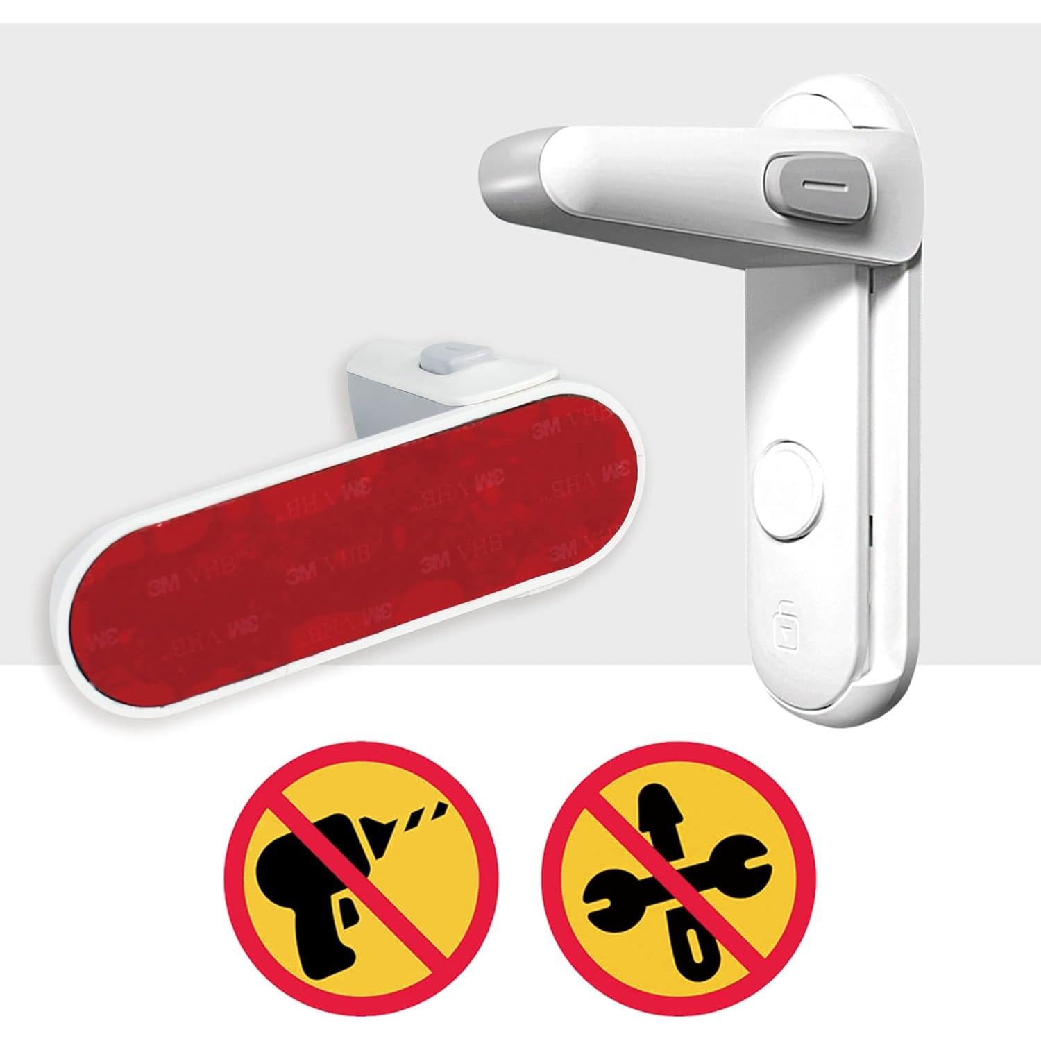 Cerradura de Palanca para Puerta a Prueba de Niños Heart of Tafiti - Blanco, 2 Piezas