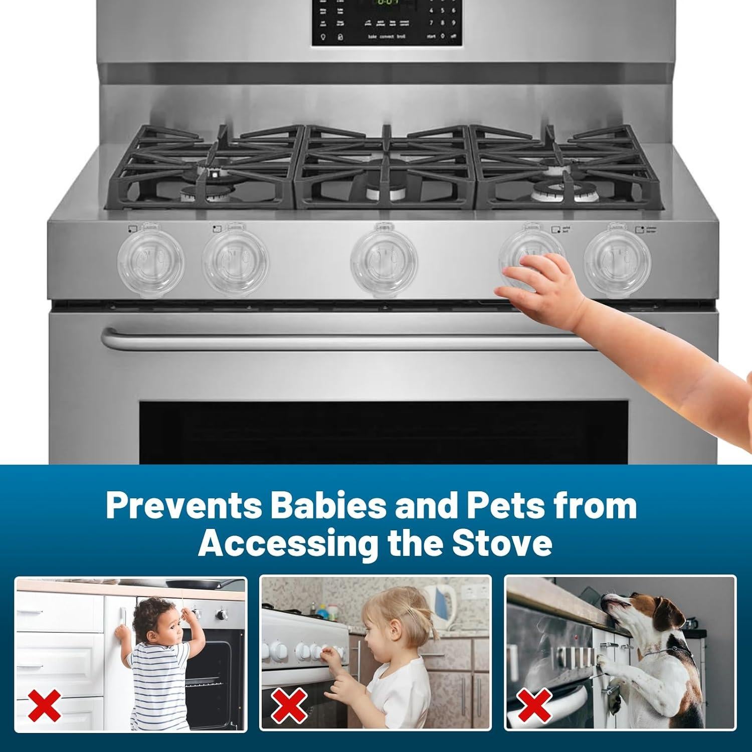 Cubiertas de Perillas de Estufa Huggful - Seguridad Infantil, 5 Pzas