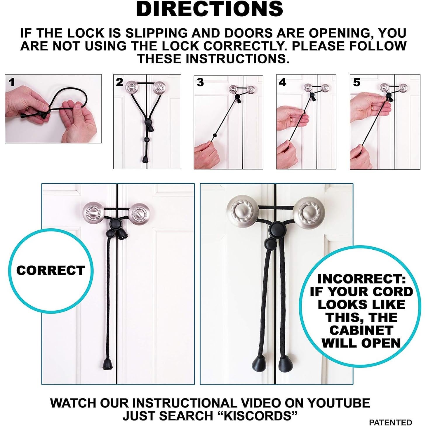 Candados de Seguridad para Gabinetes Kiscords - 5 Unidades, Sin Taladro, Negro