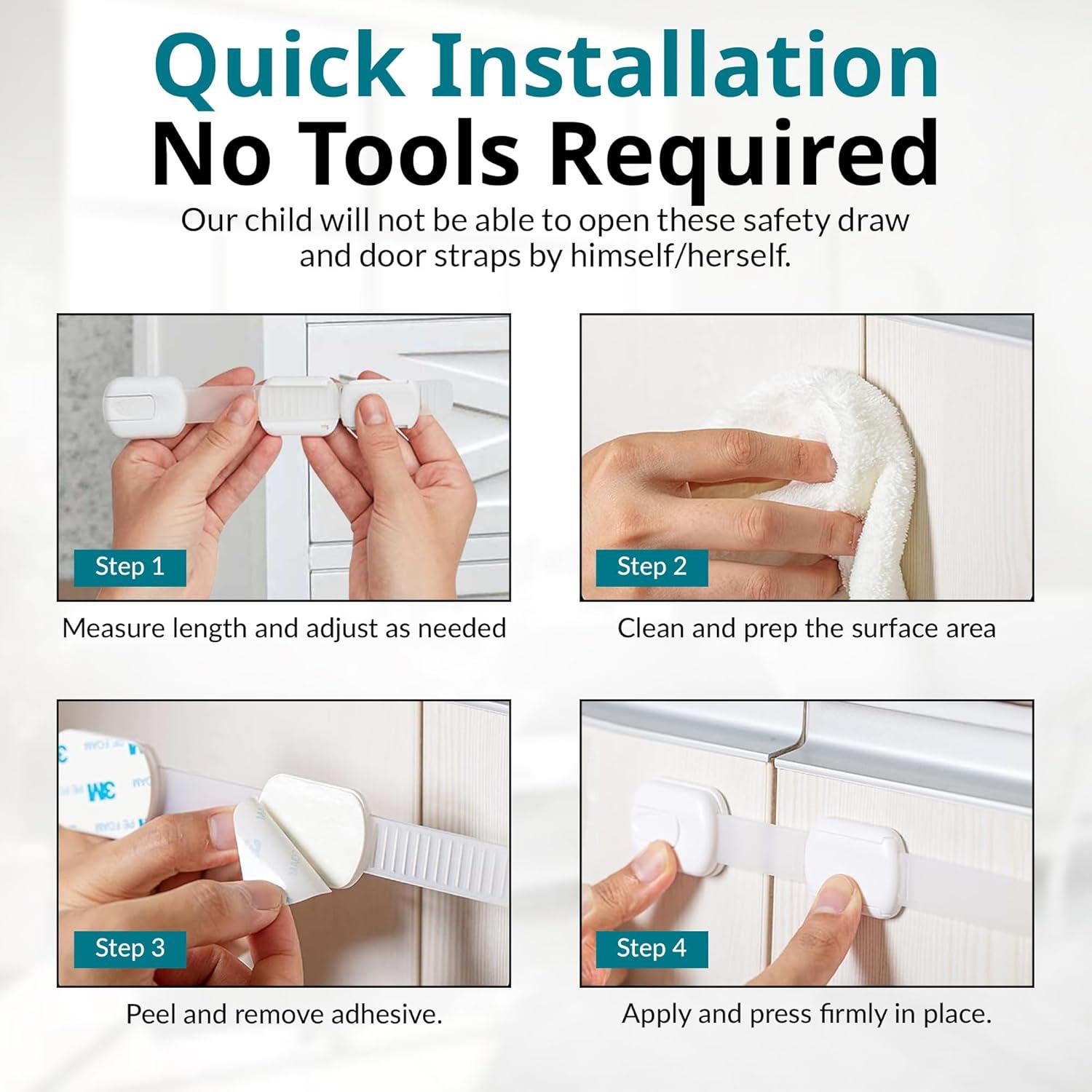 Cerraduras de Gabinete para Niños 6 Piezas Negro - Seguridad Infantil