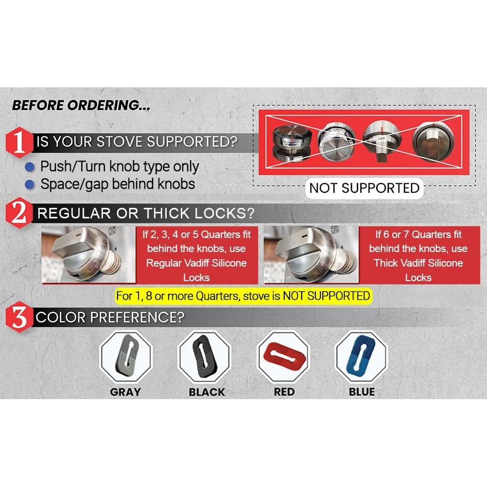 Bloqueos de Perilla de Estufa a Prueba de Niños Vadiff Gris - 5 Piezas