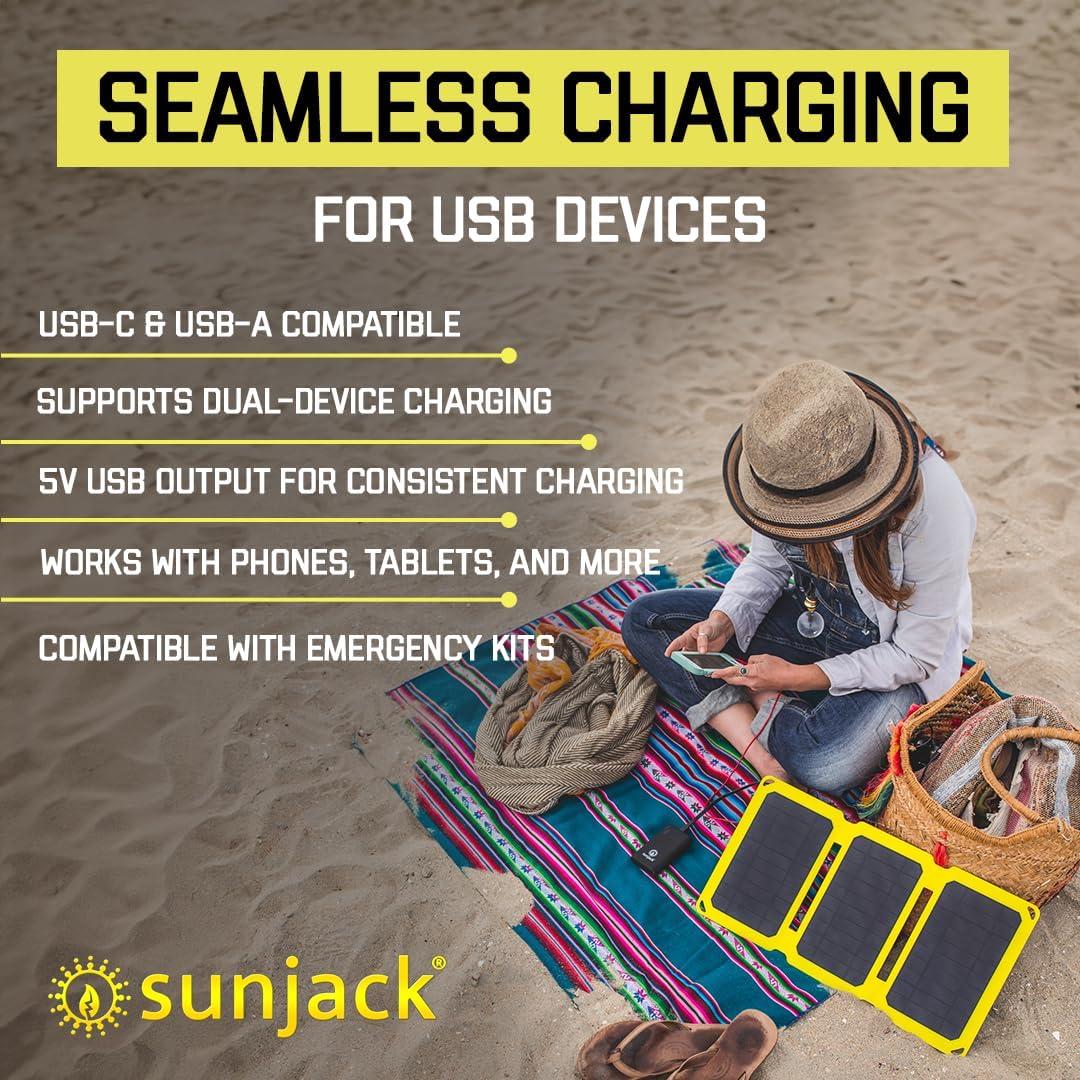 Cargador Solar Plegable SunJack 25W USB-C y USB-A Impermeable