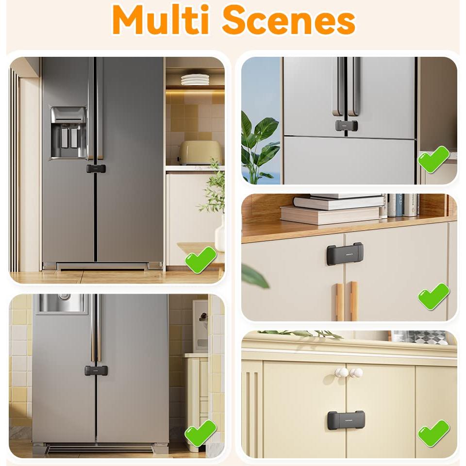 Cerradura de Refrigerador EUDEMON Negra para Puertas Francesas