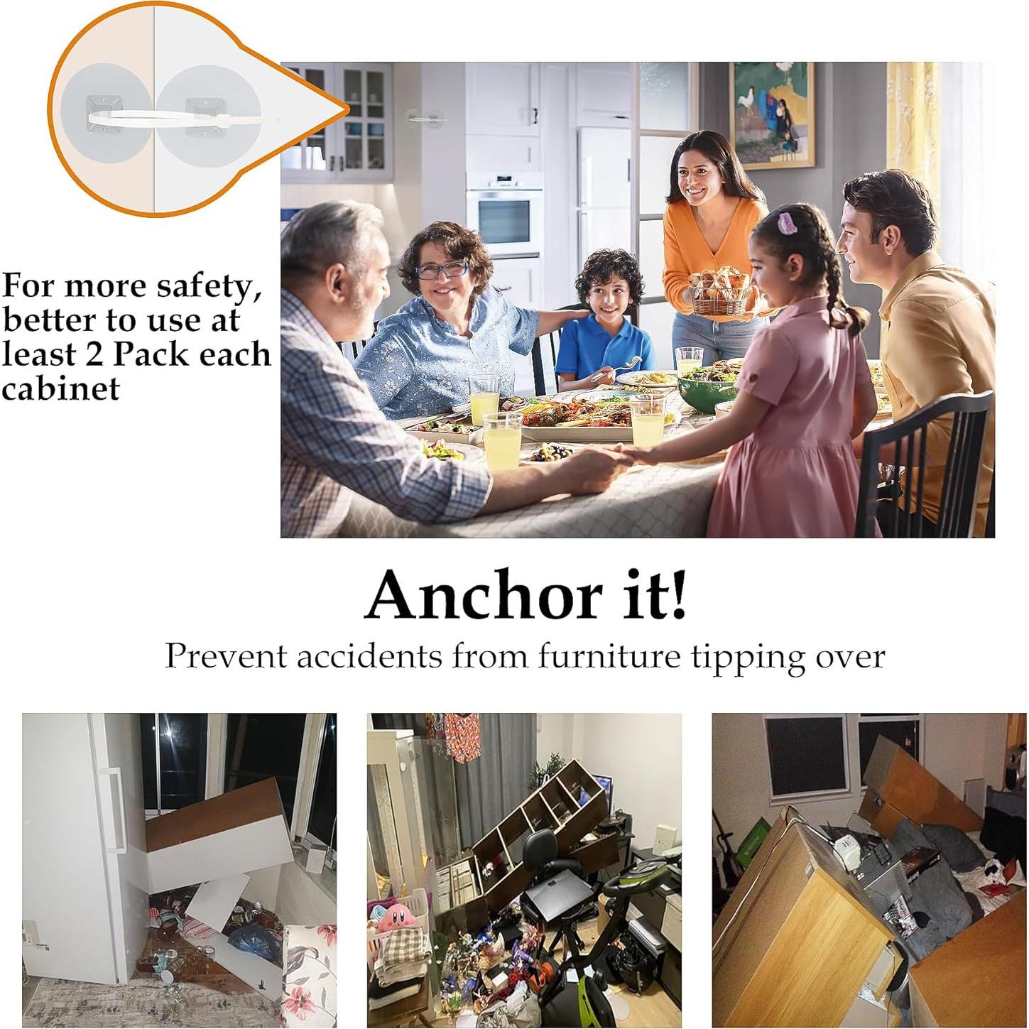 Anclajes de Muebles Sin Taladro 30 Piezas Seguridad Infantil