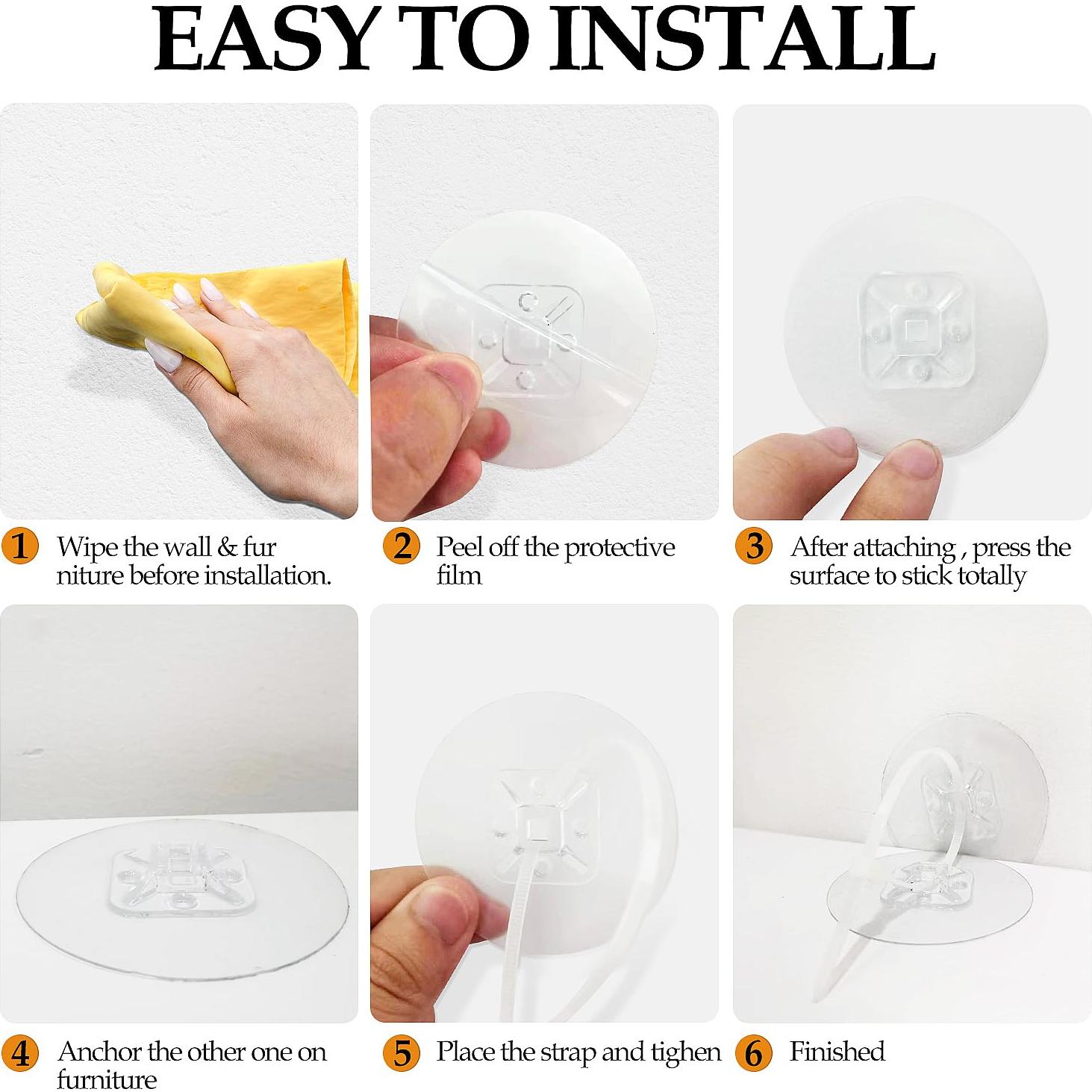 Anclajes de Muebles Sin Taladro 30 Piezas Seguridad Infantil