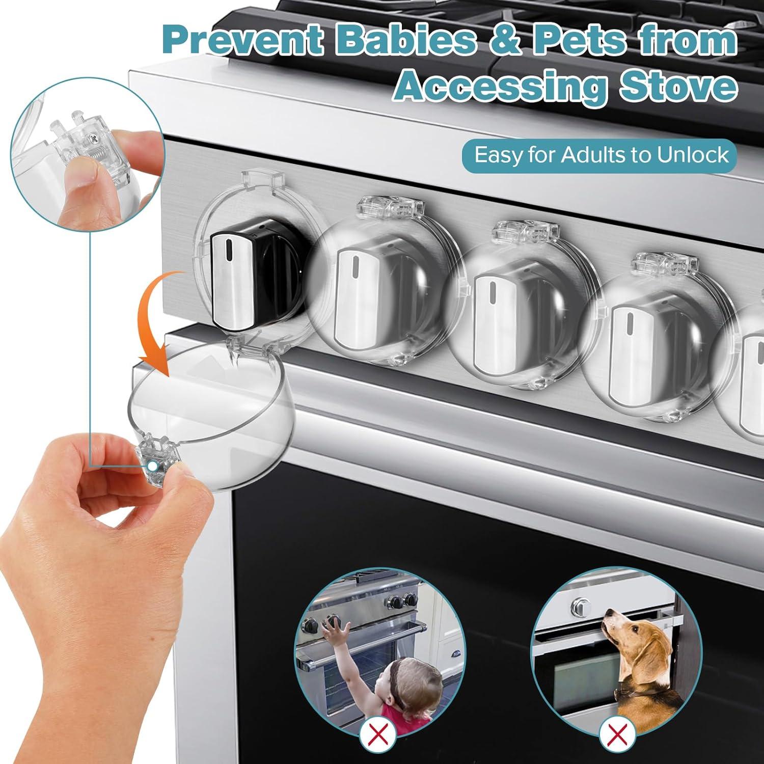 Cubiertas de Seguridad para Perillas de Estufa - Transparente - 5 Unidades