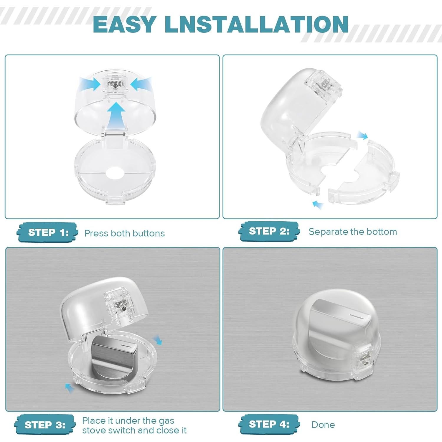 Cubiertas de Seguridad para Perillas de Estufa - Transparente - 5 Unidades