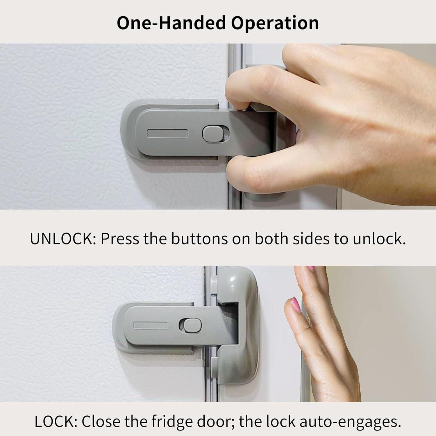 Cerradura de Nevera a Prueba de Niños HT - Gris, 1 Paquete