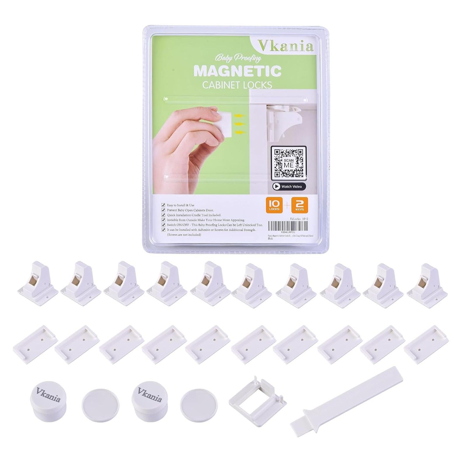 Paquete de 10 Cerraduras Magnéticas Vkania para Gabinetes