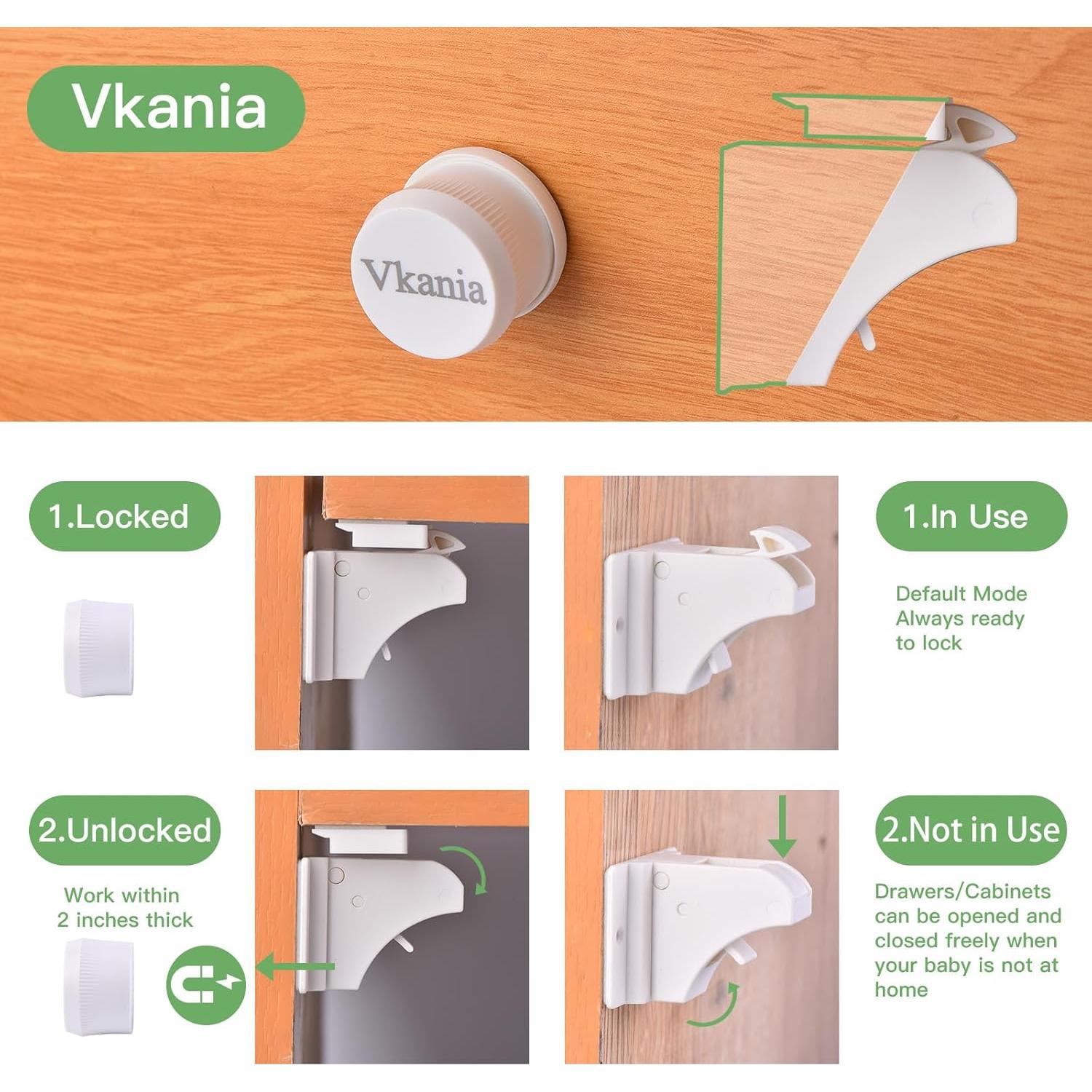 Paquete de 10 Cerraduras Magnéticas Vkania para Gabinetes