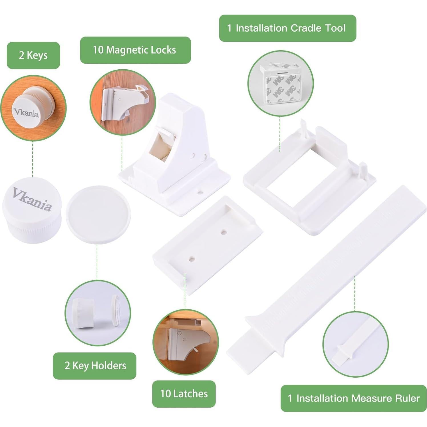 Paquete de 10 Cerraduras Magnéticas Vkania para Gabinetes
