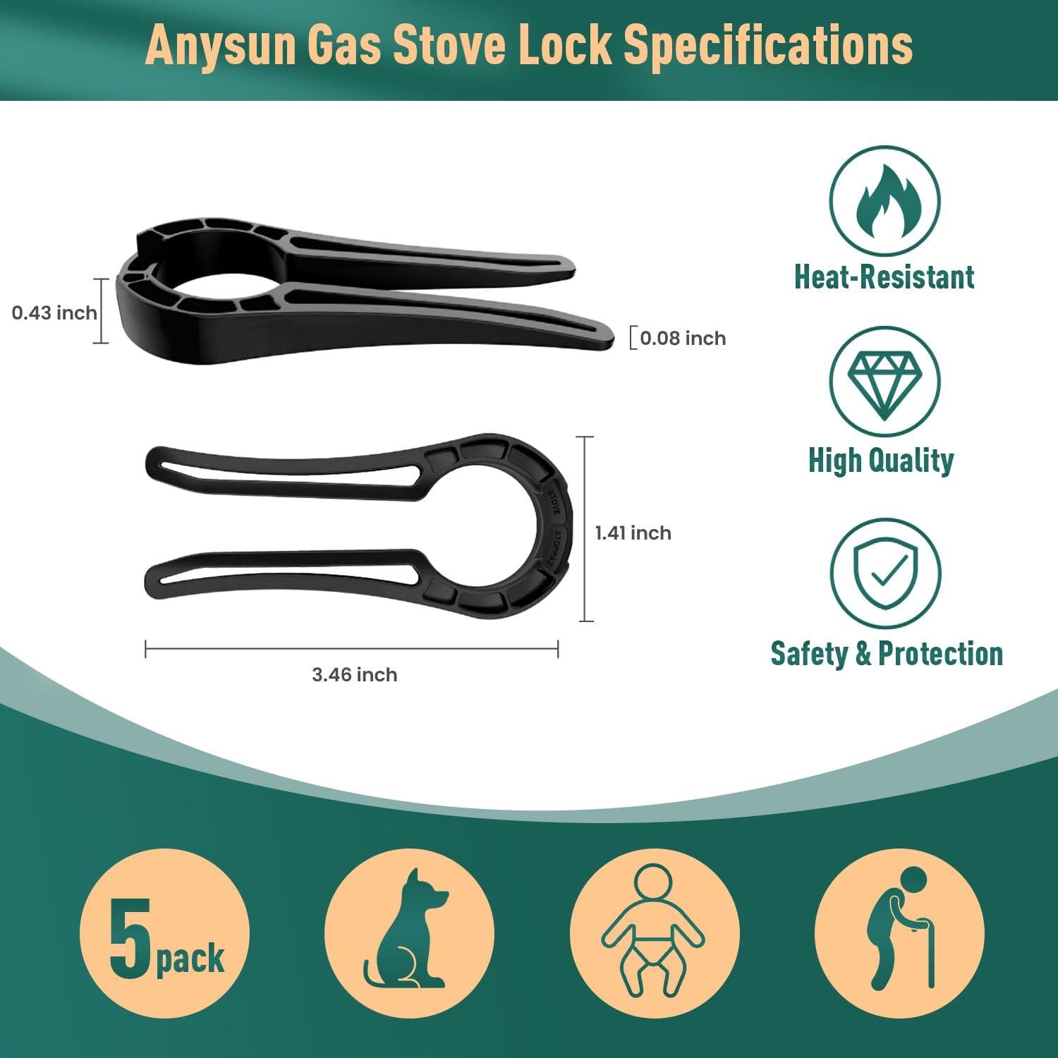 Bloqueo de Perilla de Estufa a Gas a Prueba de Bebés - 5 Unidades