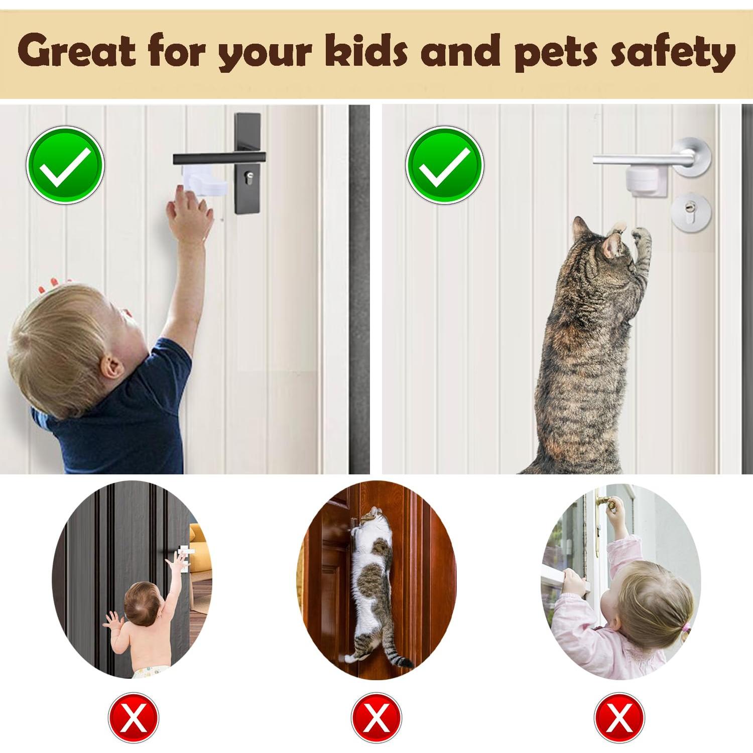 Bloqueos de Manija de Puerta a Prueba de Niños - 8 Piezas - ABS Negro