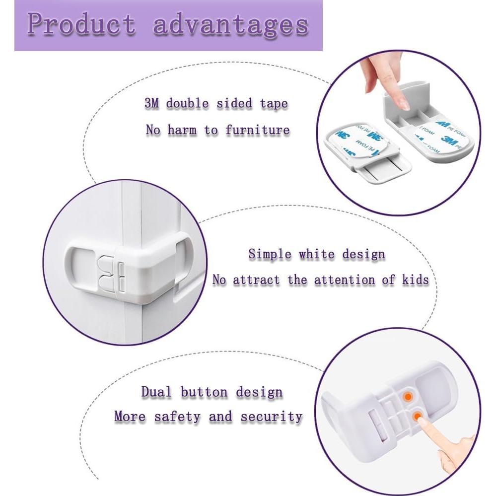 4 Cerraduras de Seguridad para Cajones DHinkyoung - Blancas