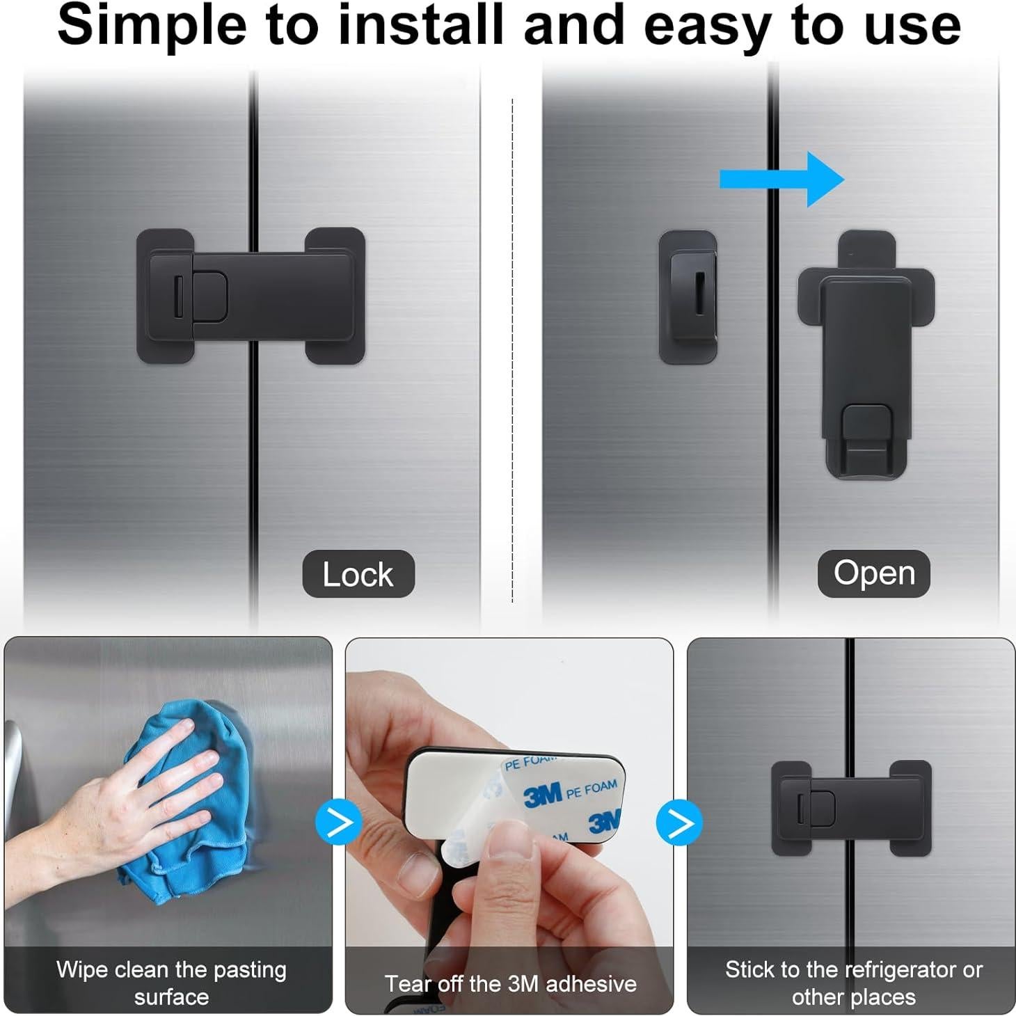 Candado de Seguridad para Nevera Francesa Uhimooi Negro