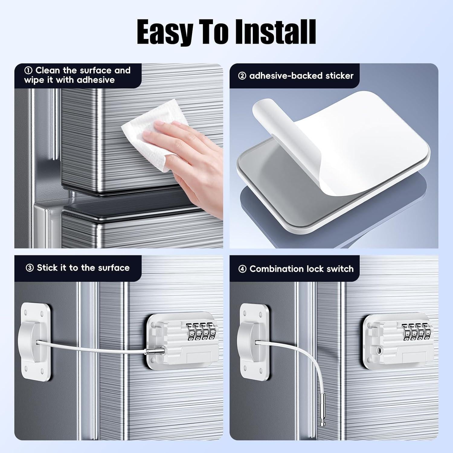 Cerradura de Refrigerador con Contraseña 4 Códigos Autoadhesiva
