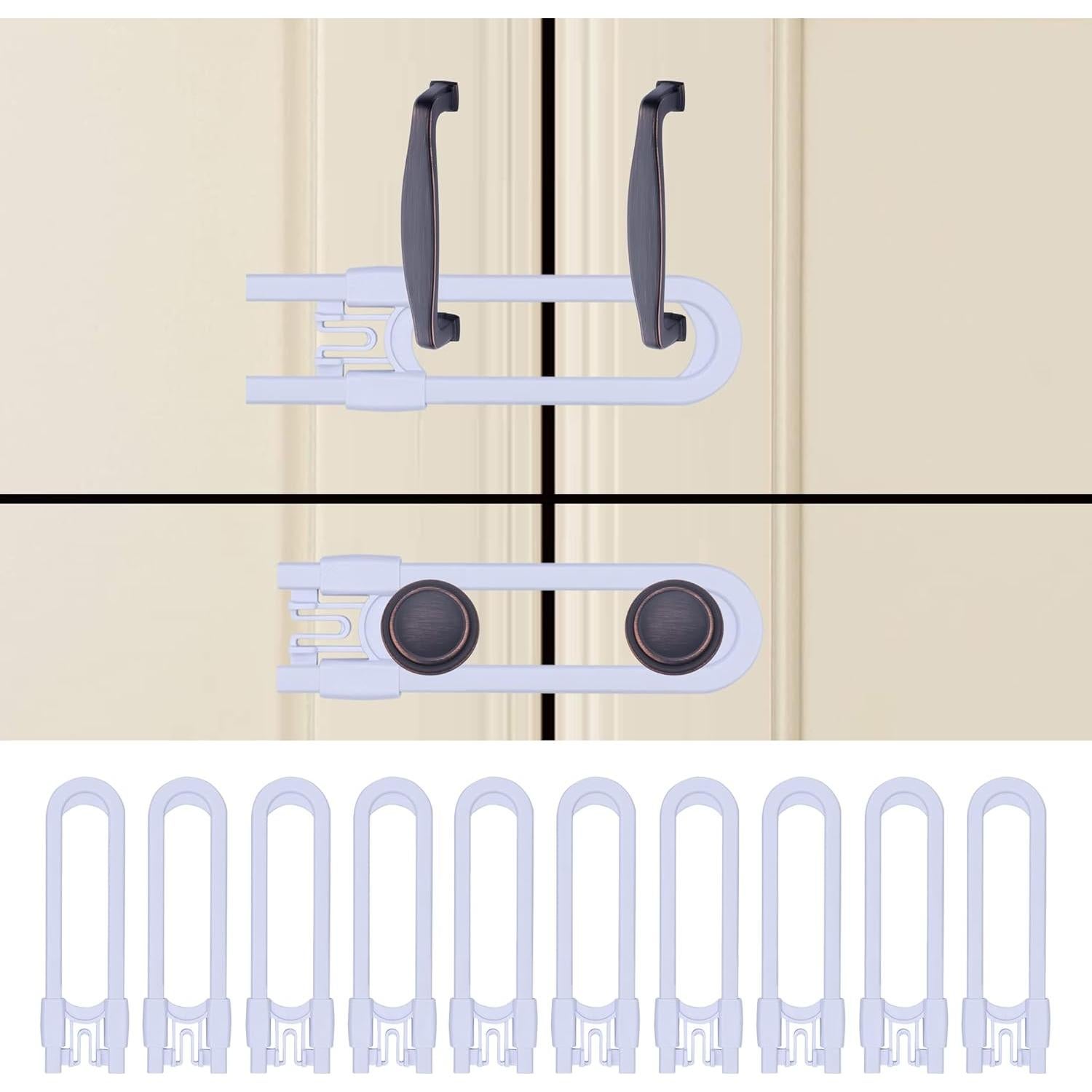Cerraduras de Seguridad para Gabinetes OKEFAN - 10 Unidades Blancas