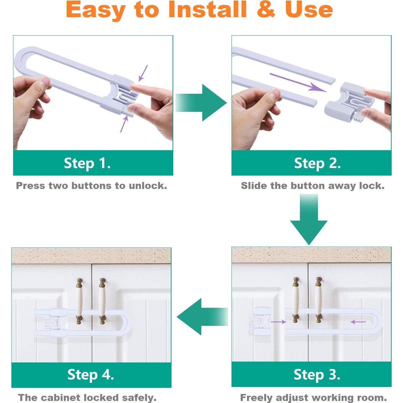 Cerraduras de Seguridad para Gabinetes OKEFAN - 10 Unidades Blancas