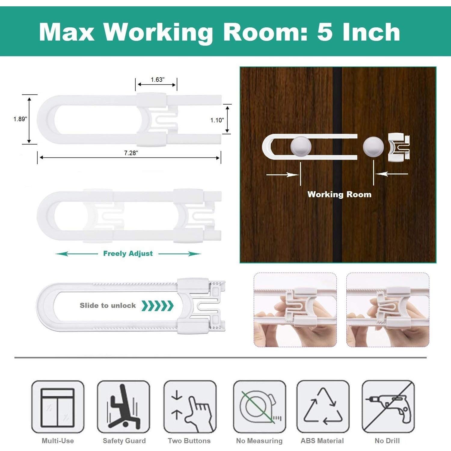 Cerraduras de Seguridad para Gabinetes OKEFAN - 10 Unidades Blancas