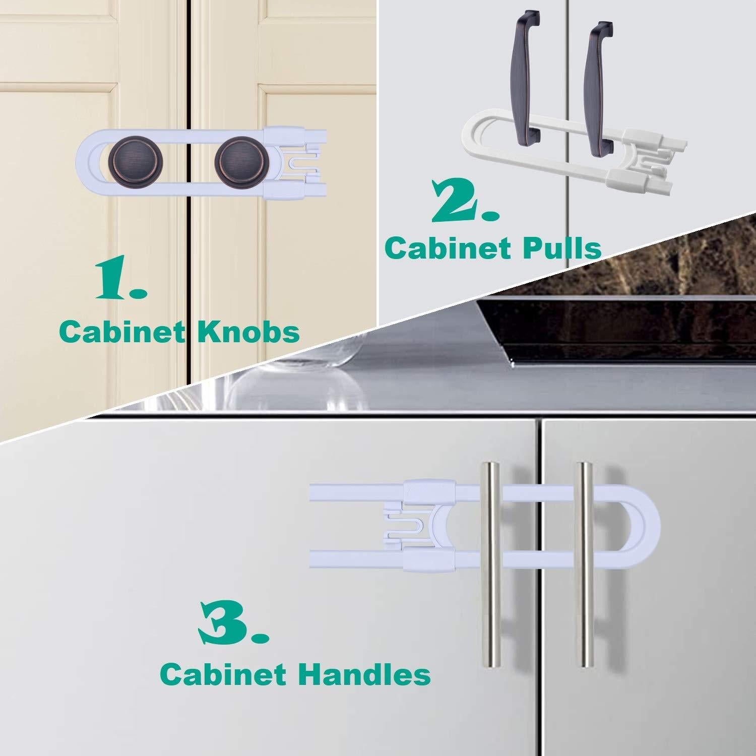 Cerraduras de Seguridad para Gabinetes OKEFAN - 10 Unidades Blancas