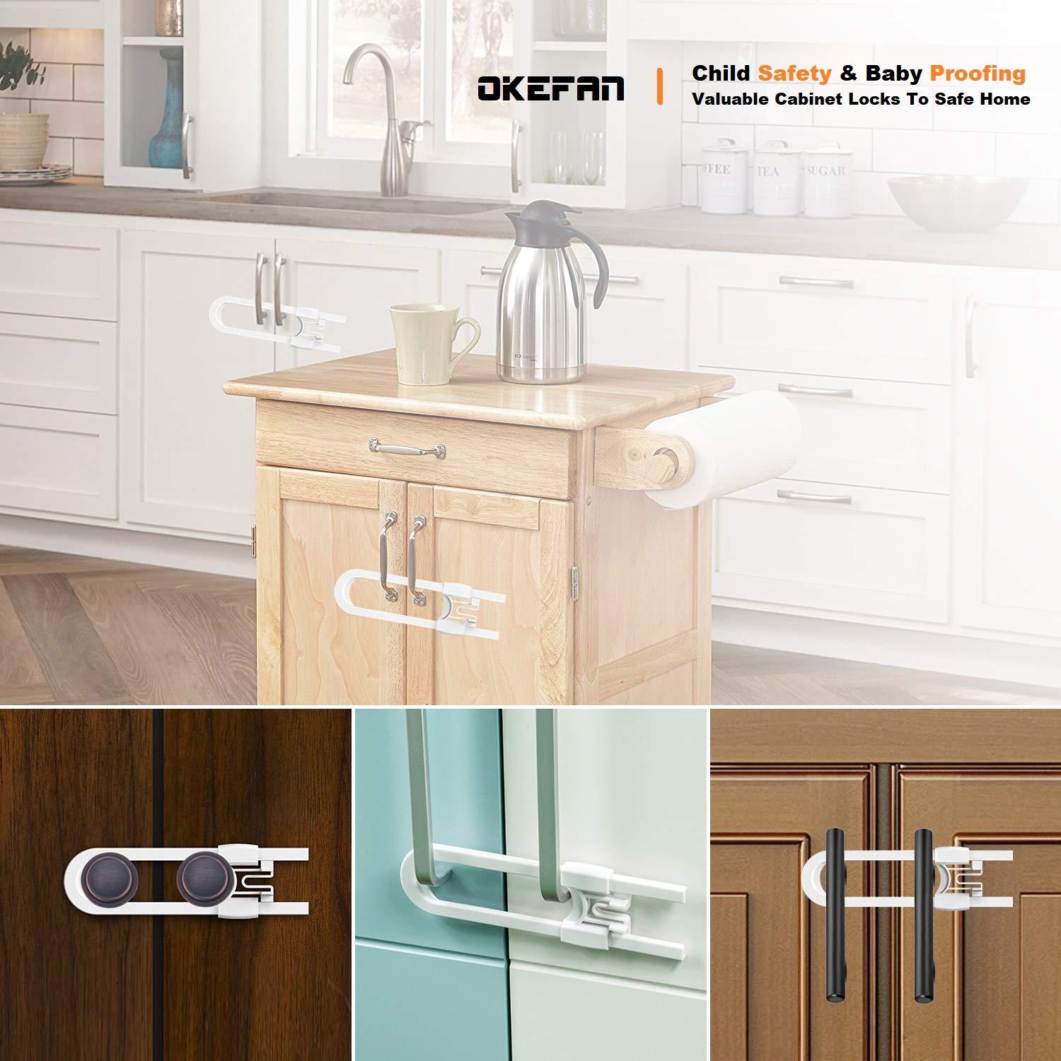 Cerraduras de Seguridad para Gabinetes OKEFAN - 10 Unidades Blancas