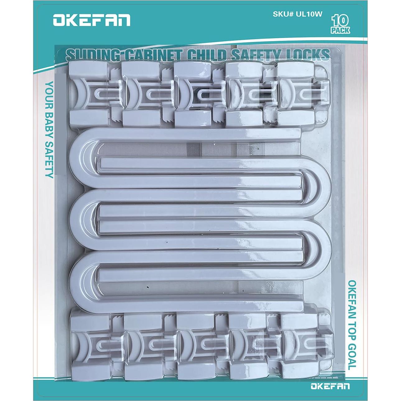 Cerraduras de Seguridad para Gabinetes OKEFAN - 10 Unidades Blancas