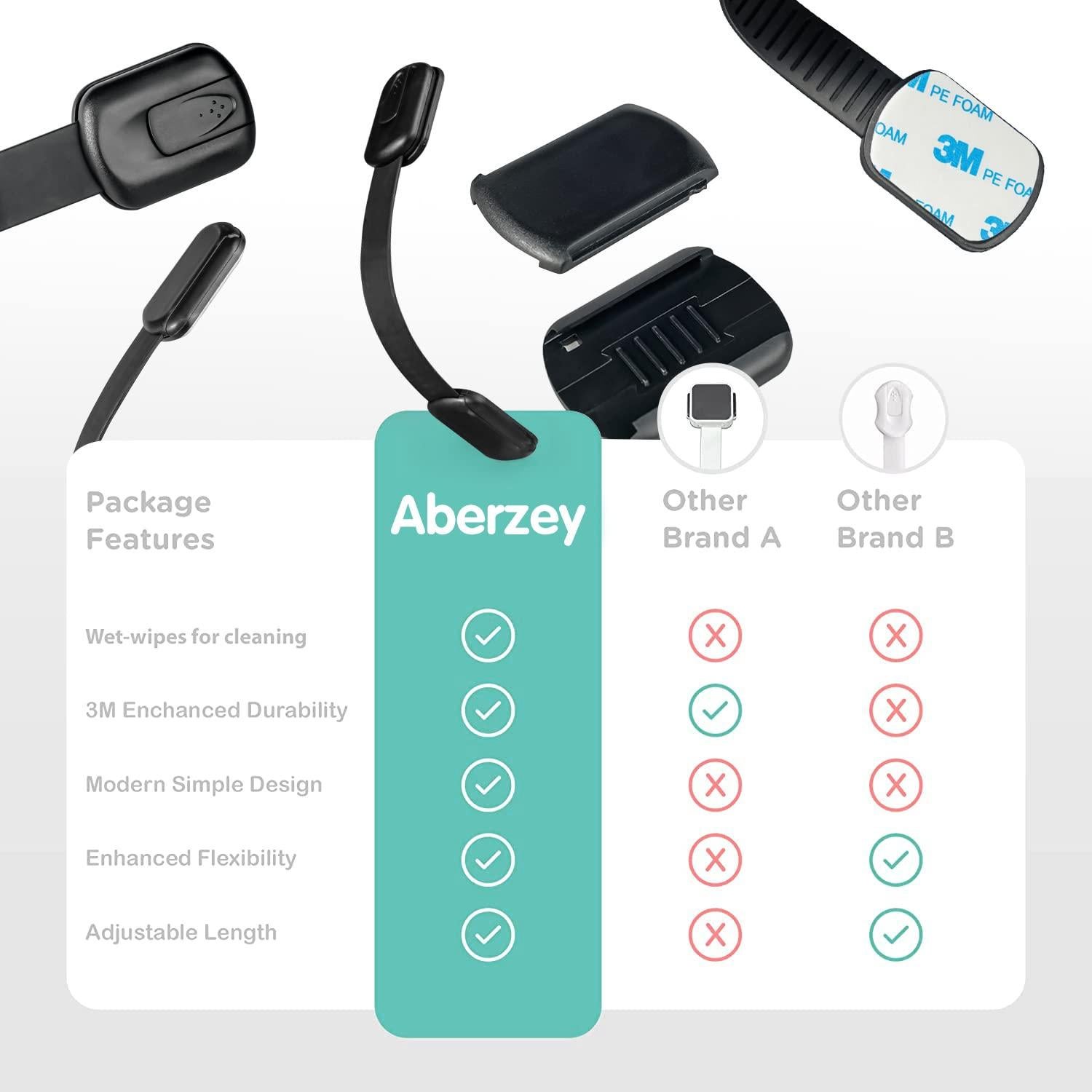 Cerradura de Gabinete a Prueba de Bebés Aberzey - 12 Piezas Negro