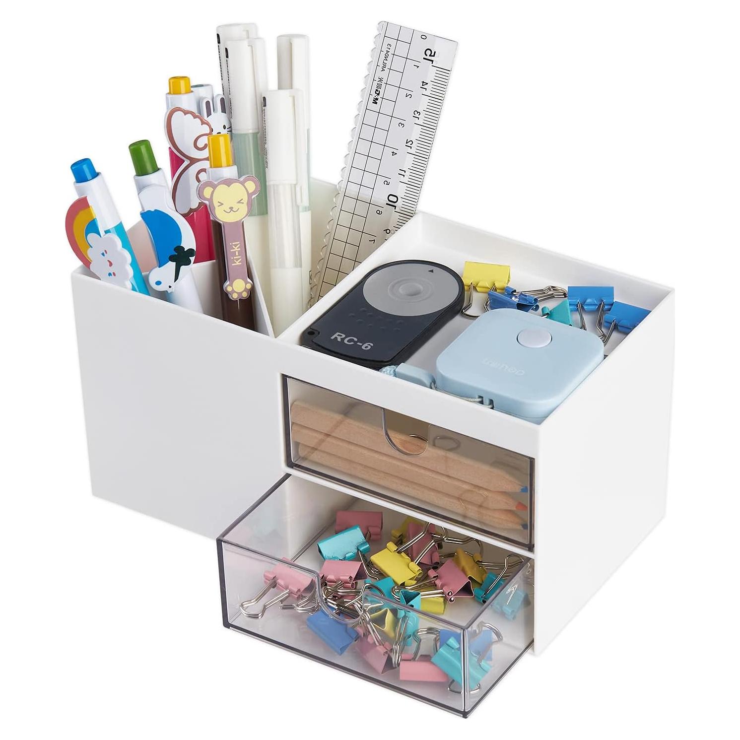 Organizador de Escritorio LETURE Blanco con Cajón 6 Compartimentos