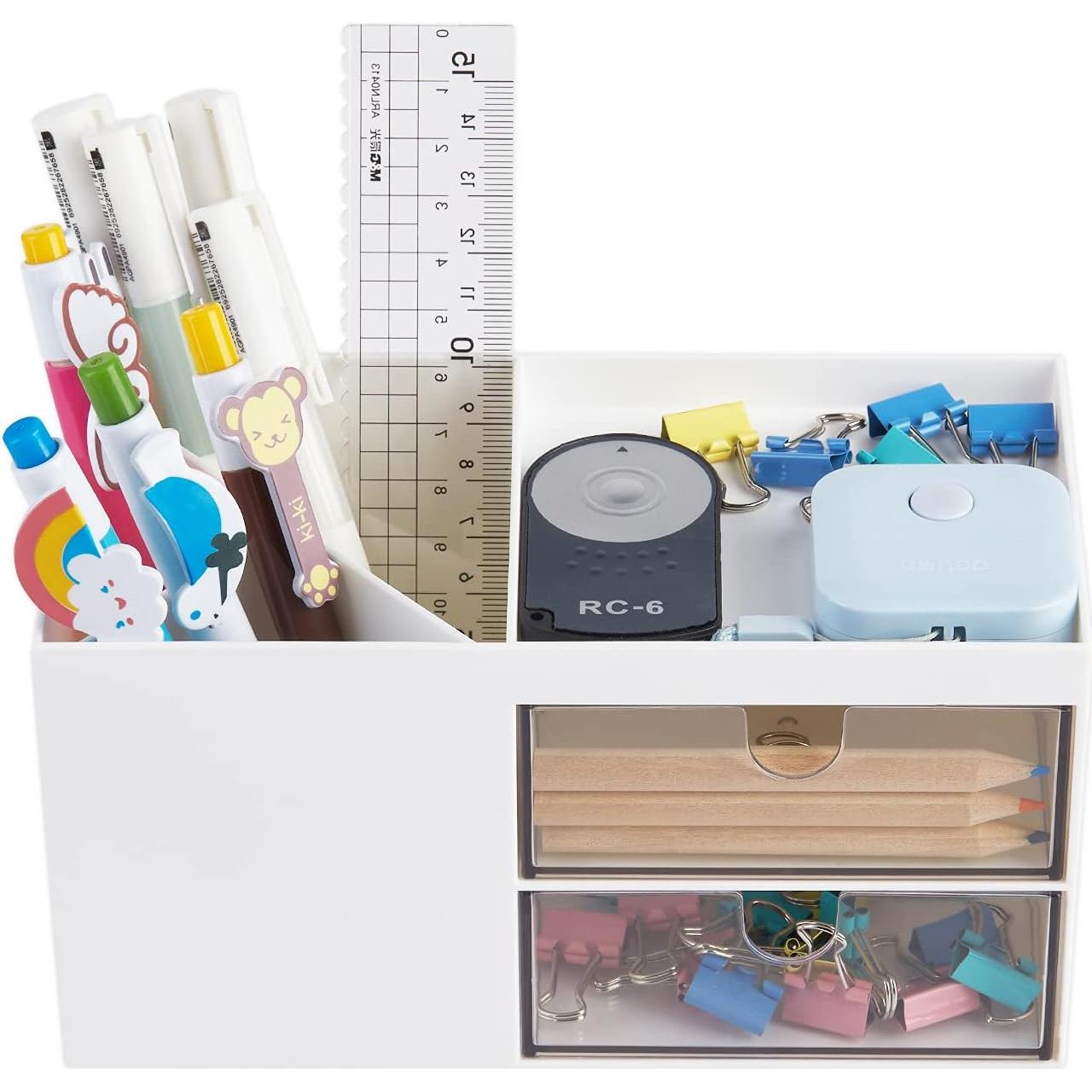 Organizador de Escritorio LETURE Blanco con Cajón 6 Compartimentos