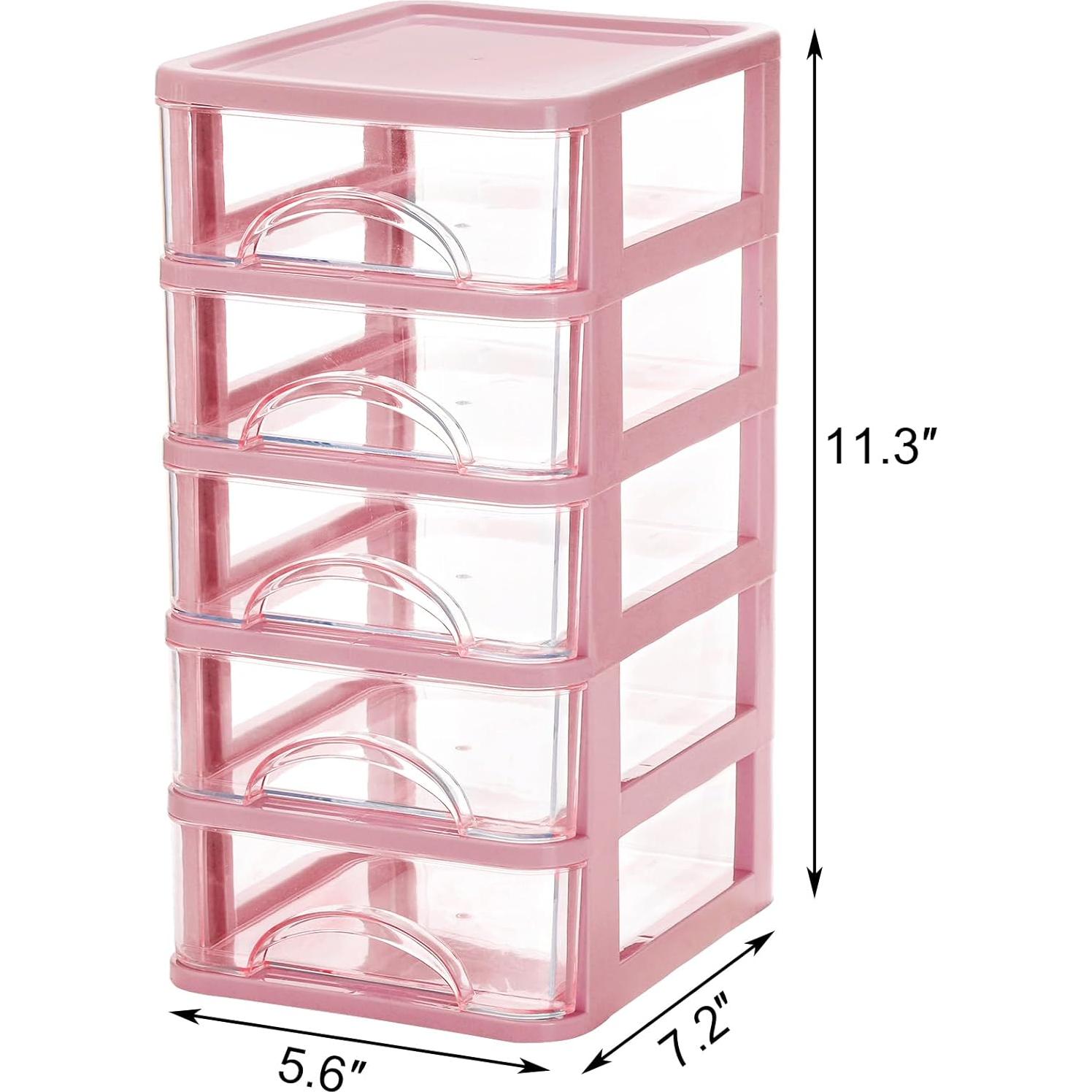 Cajón de Escritorio Hedume 5 Cajones Transparente Rosa