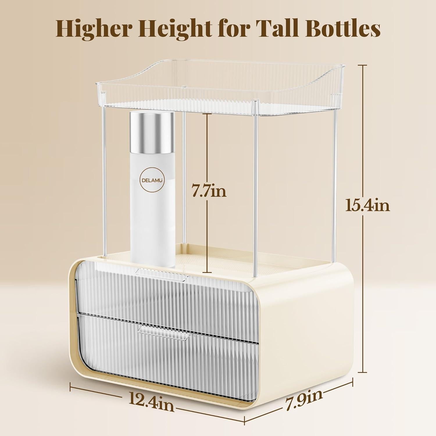 Organizador de Baño Delamu Blanco Crema con 2 Cajones y 4 Estantes