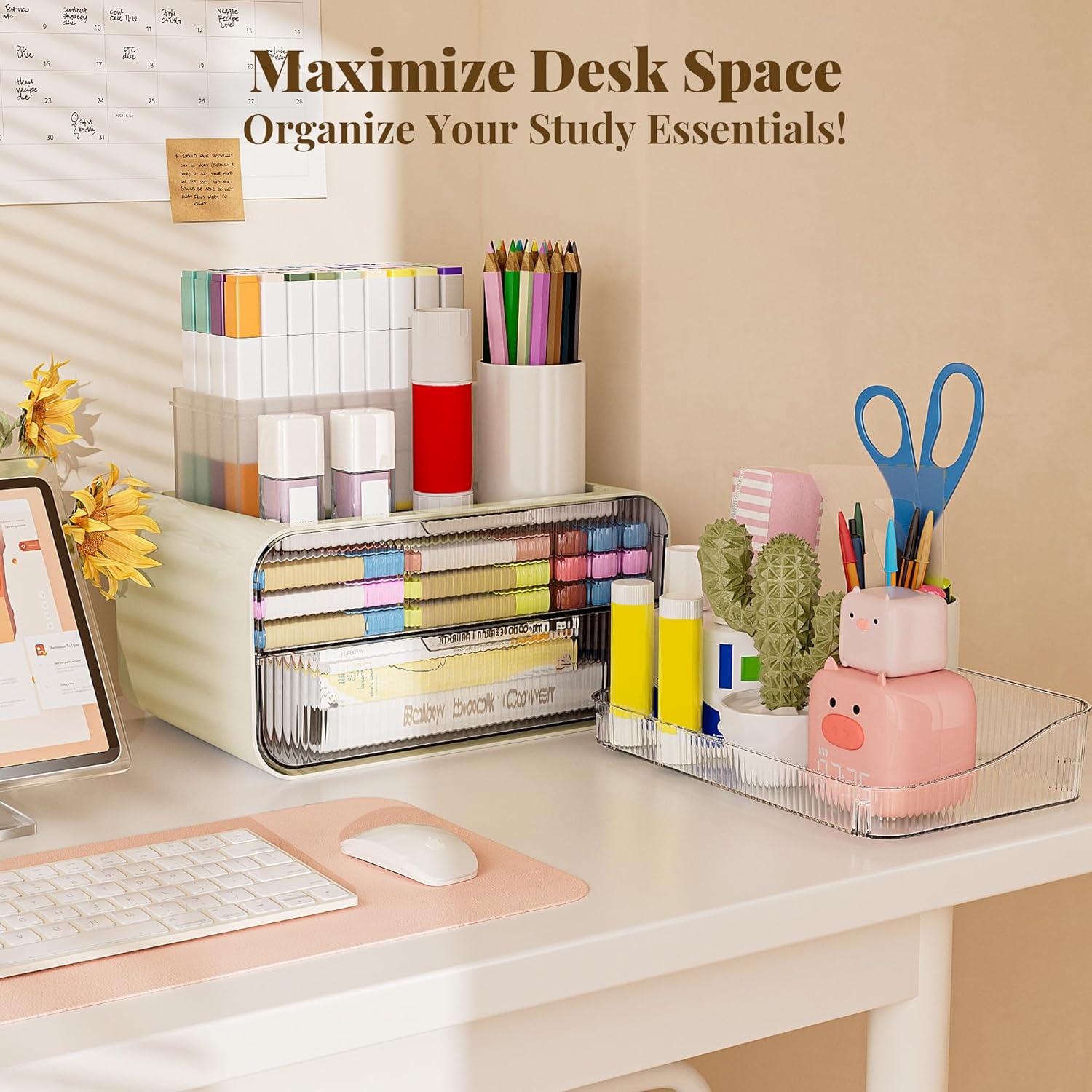 Organizador de Baño Delamu Blanco Crema con 2 Cajones y 4 Estantes