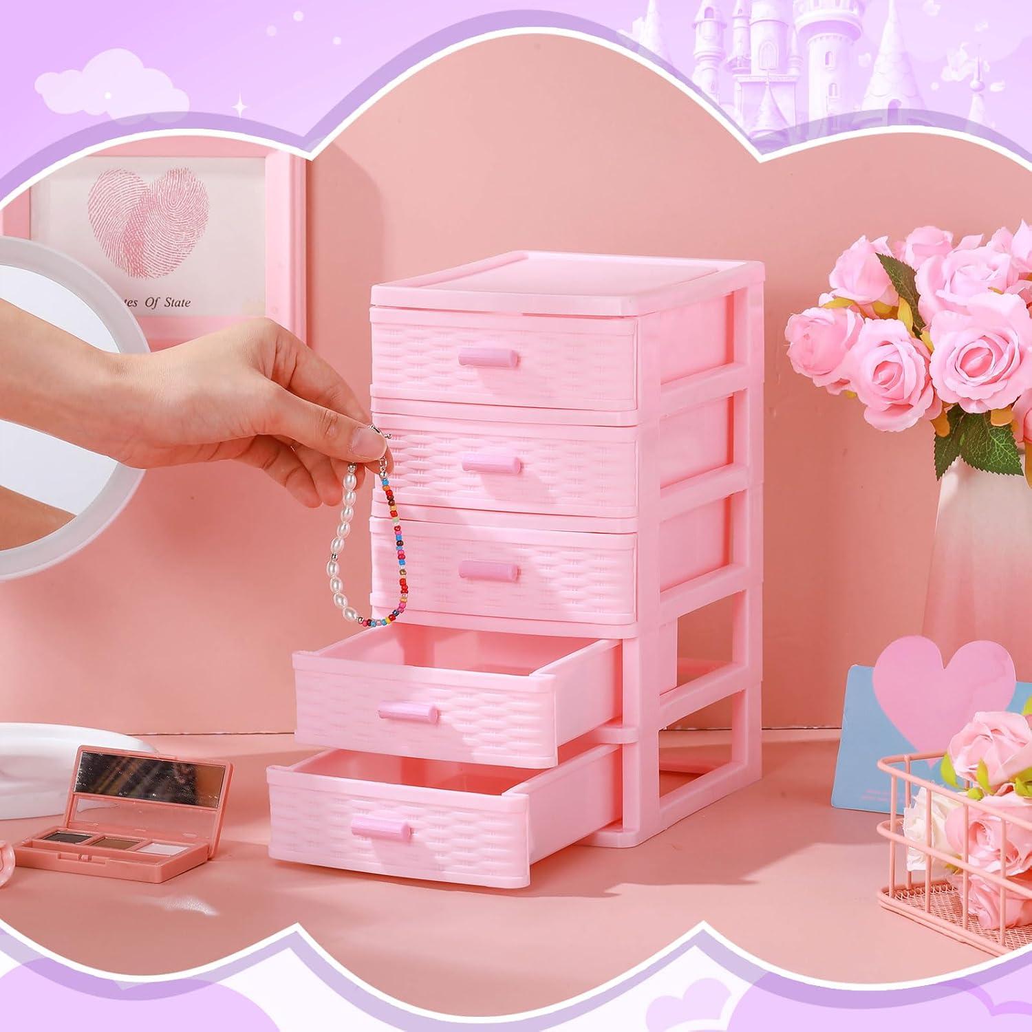 Caja de Almacenamiento de Joyería Rosa Threehoney 5 Capas