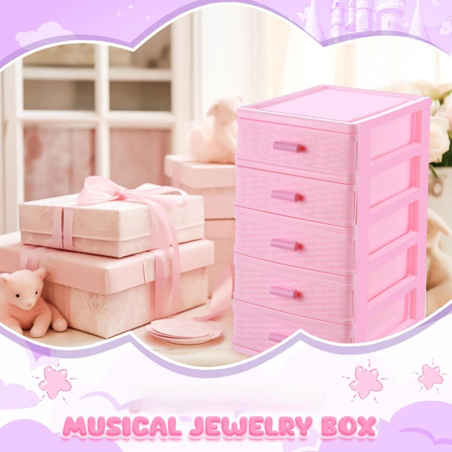 Caja de Almacenamiento de Joyería Rosa Threehoney 5 Capas