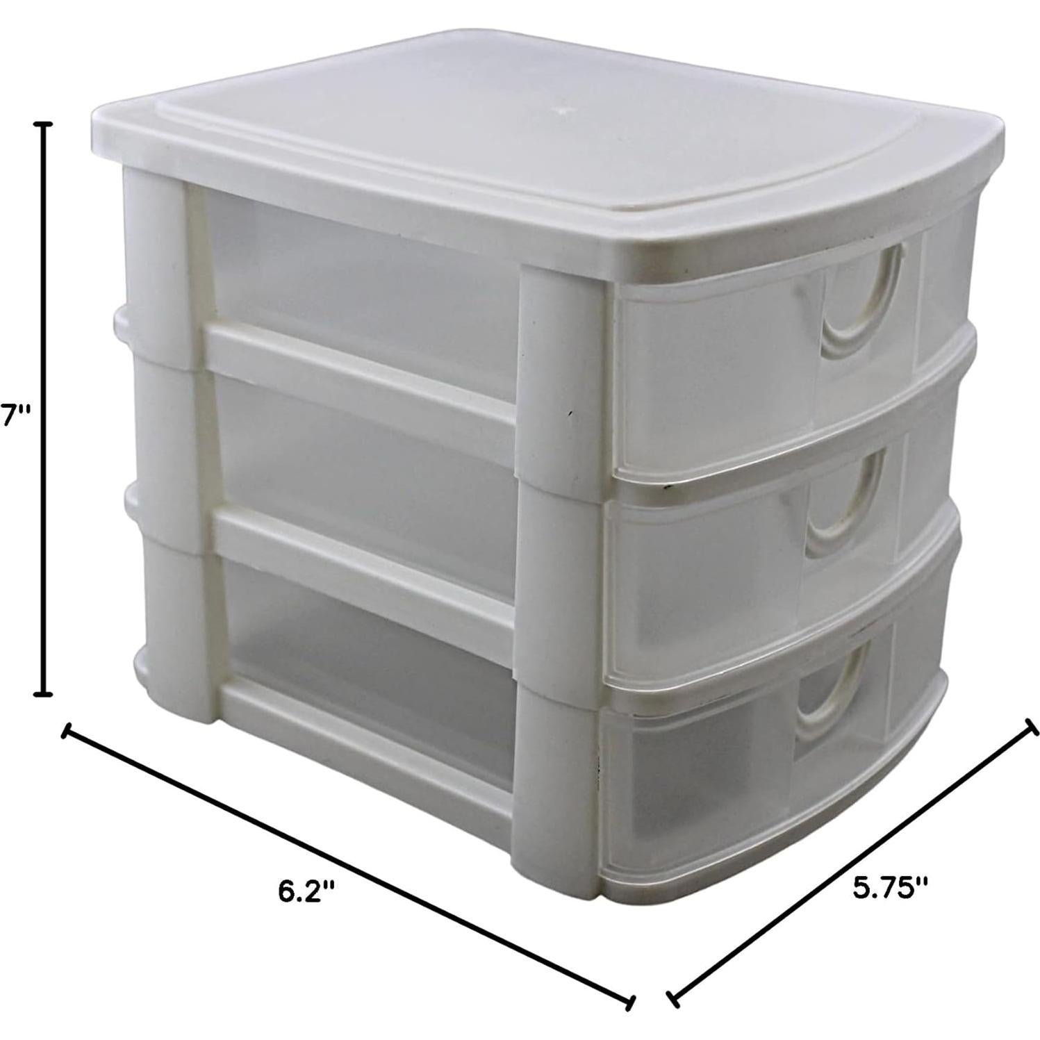 Organizador de Plástico Mini 3 Cajones Dependable Blanco
