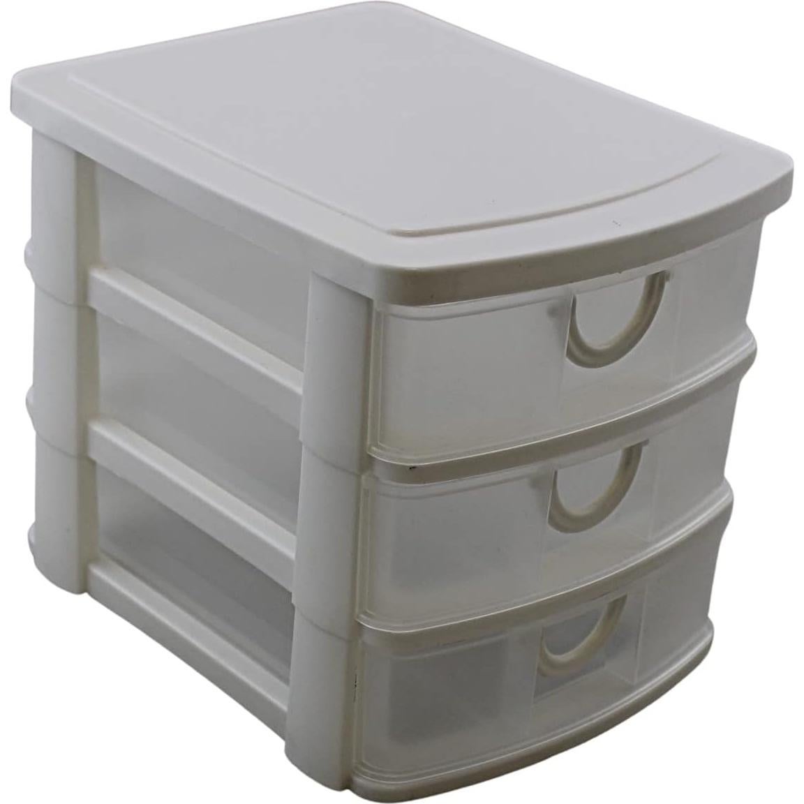 Organizador de Plástico Mini 3 Cajones Dependable Blanco