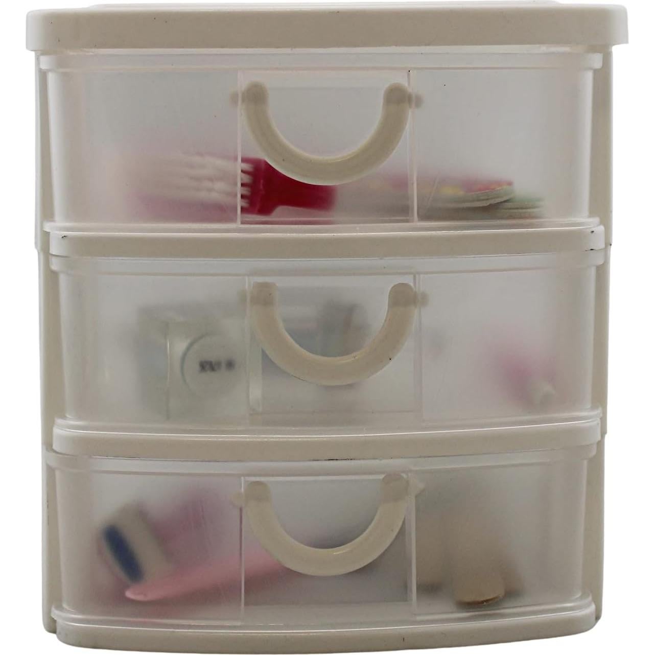 Organizador de Plástico Mini 3 Cajones Dependable Blanco