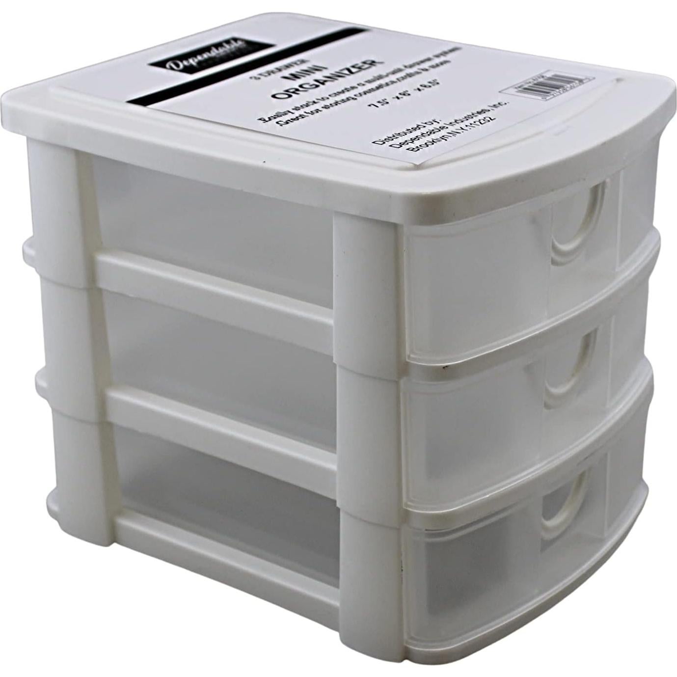 Organizador de Plástico Mini 3 Cajones Dependable Blanco