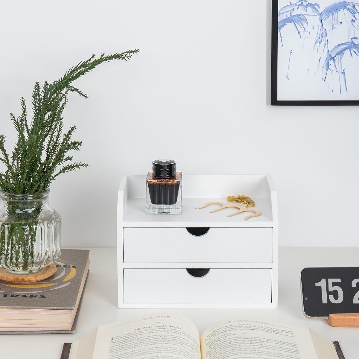 Organizador de Escritorio Blanco Rose Bloom con 2 Cajones